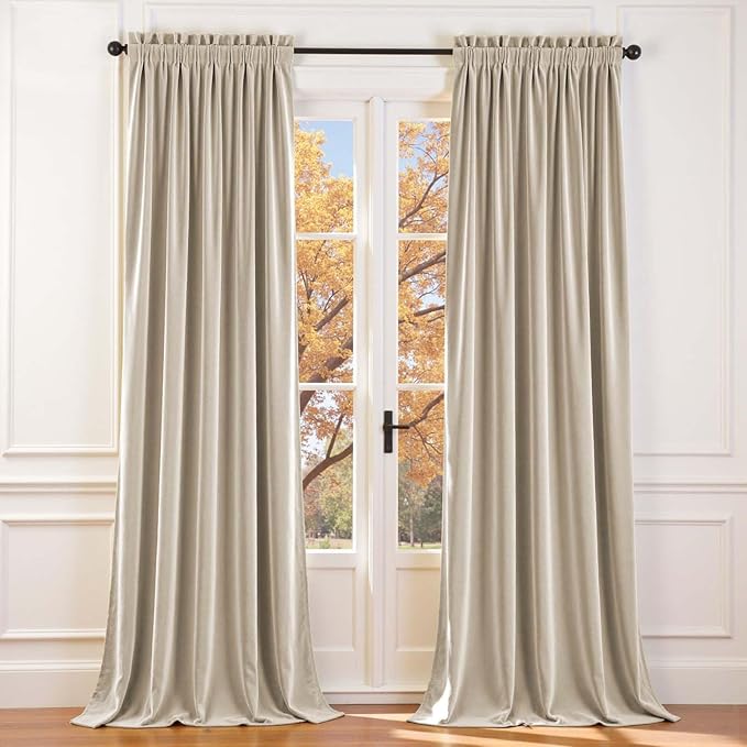 Lazzzy Velvet Blackout Extra Long Curtains Thermal Insulated Room Window Drapes