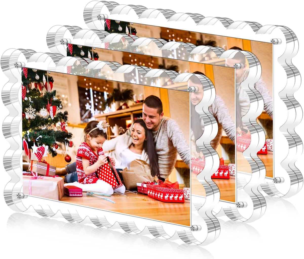 3 Pack Acrylic Picture Frame - 4x6 Magnetic Picture Frames | Double Sided Mag...