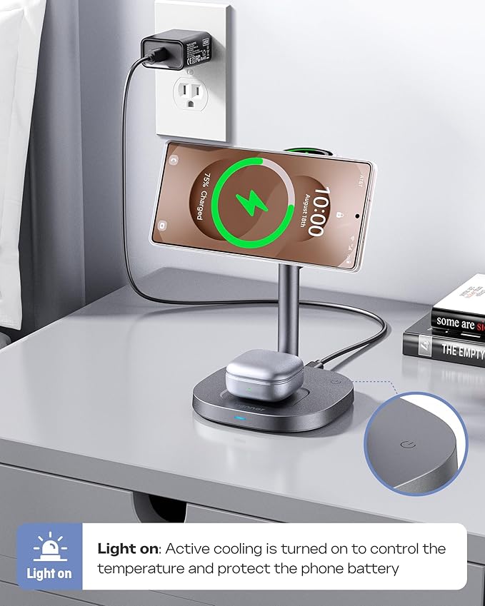 Magnetic Wireless Charger for Samsung, Qi2 Certified Fast 15W 3 in 1 Charging