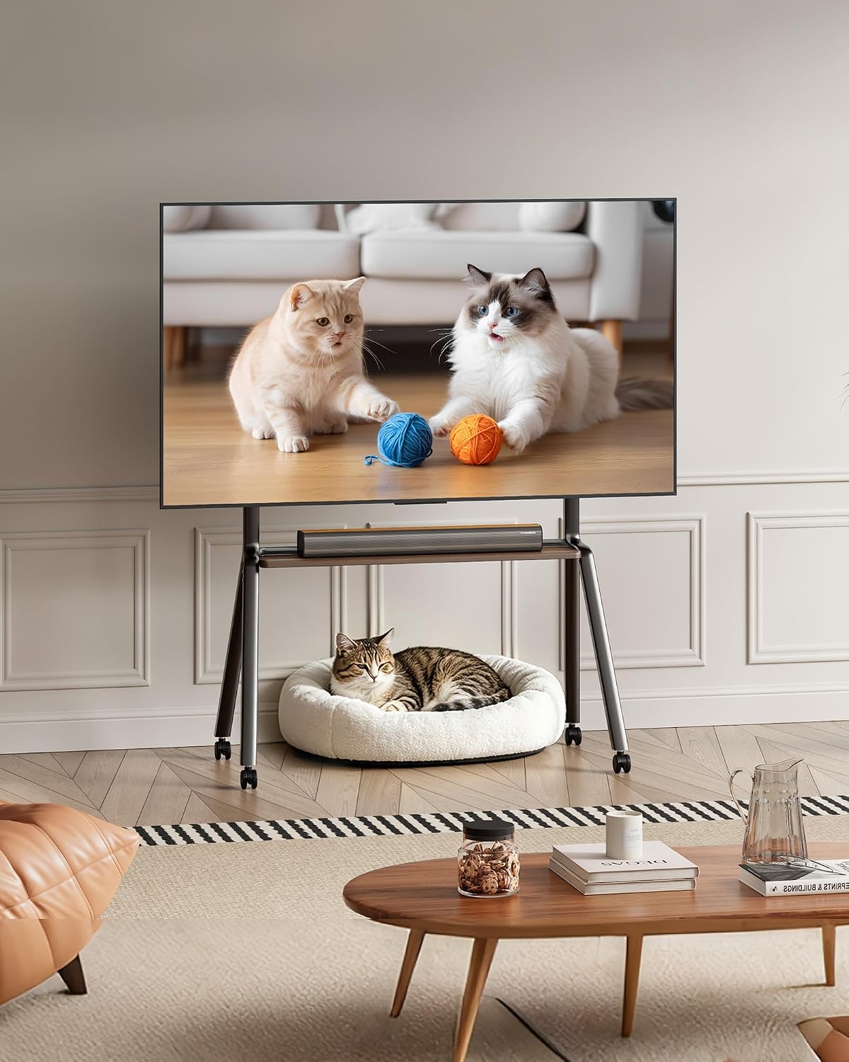 Rolling TV Stand for 55-100 Inch TVs,Mobile TV Cart Holds up to 265 lbs