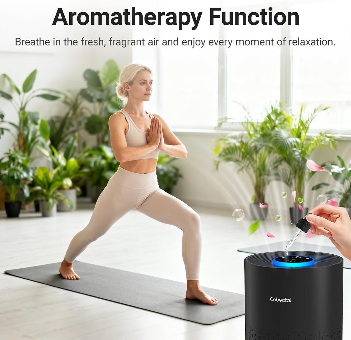 2 Pack Cobectal Air Purifiers for Home Bedroom with 3-in-1 Filter, Black