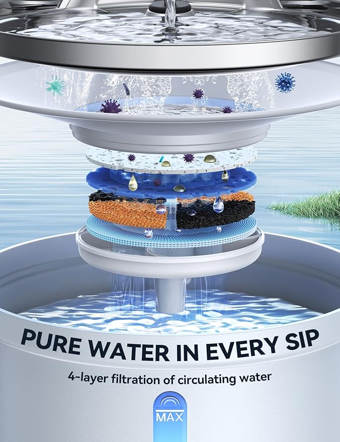 Wireless Cat Water Fountain FEELNEEDY Automatic Pet Water Dispenser