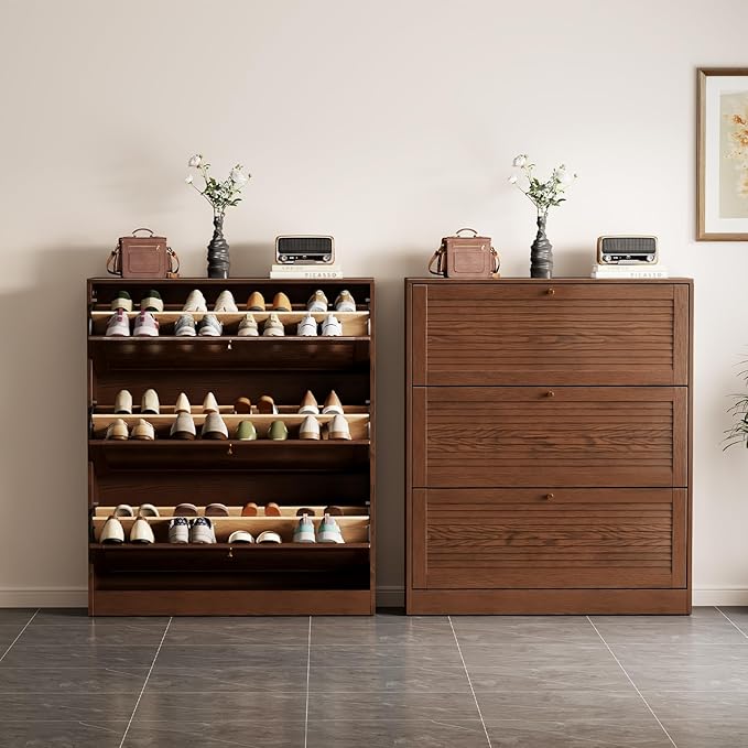 KungFuWood 31.4 W Soild Wood Shoe Storage Cabinet