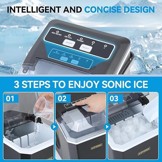 Portable ice Machine: with Handle, with Cleaning Function, with Basket and Spoon