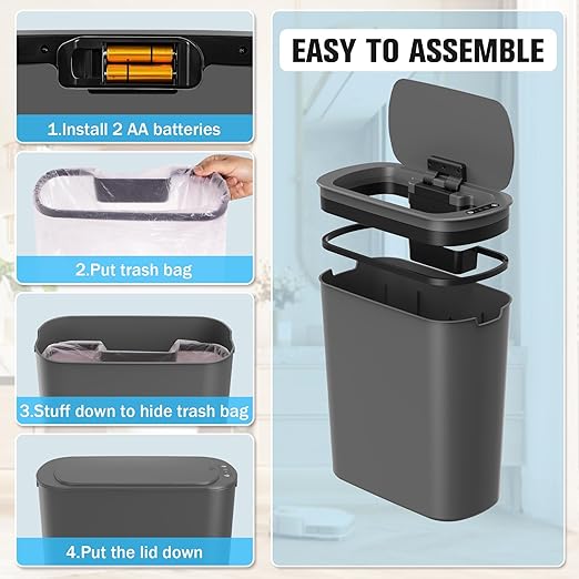 Cesun 5 Gallon Automatic Bathroom Trash Can, Touchless Motion Sensor Garbage Can