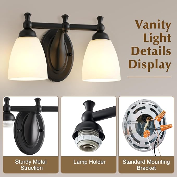 EJIAXIN 2 Lights Bathroom Vanity Light