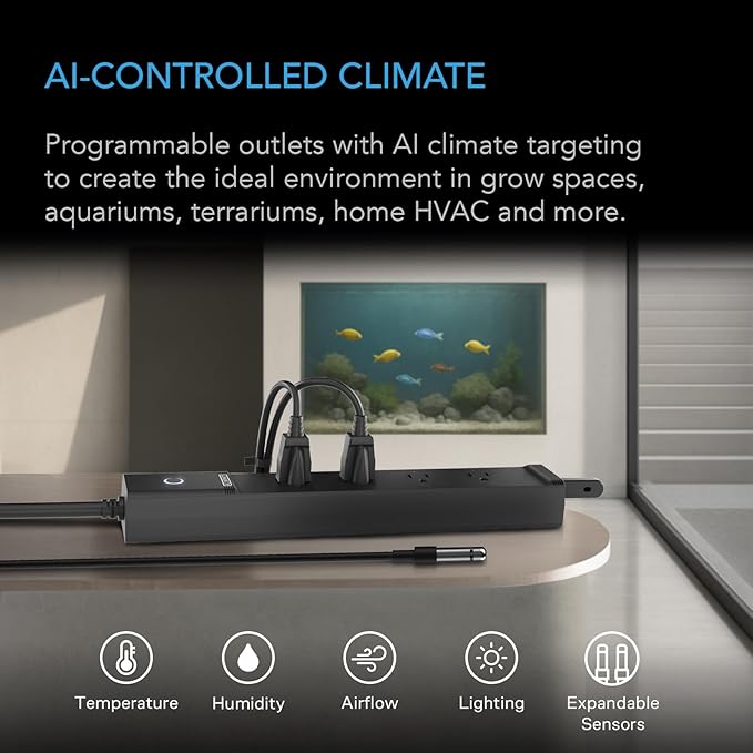 AC Infinity Outlet AI, Environment Controller, Smart WiFi Power Strip,