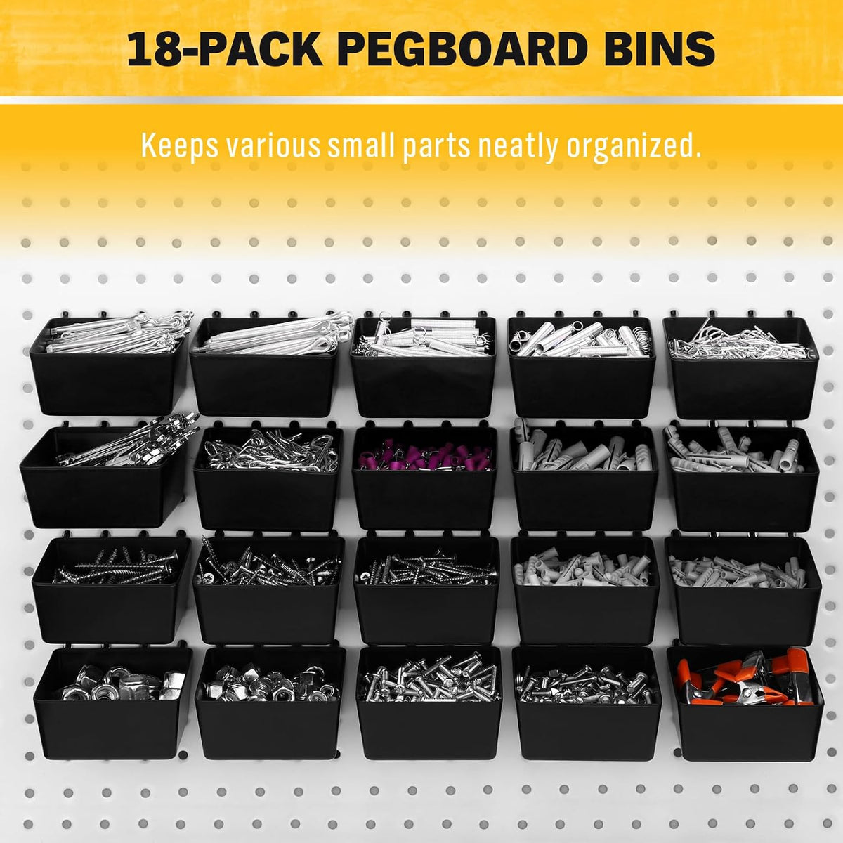 ELEAD 286-Piece Extra Thick Pegboard Hooks Set, 1/4" Heavy Duty Black Pe...