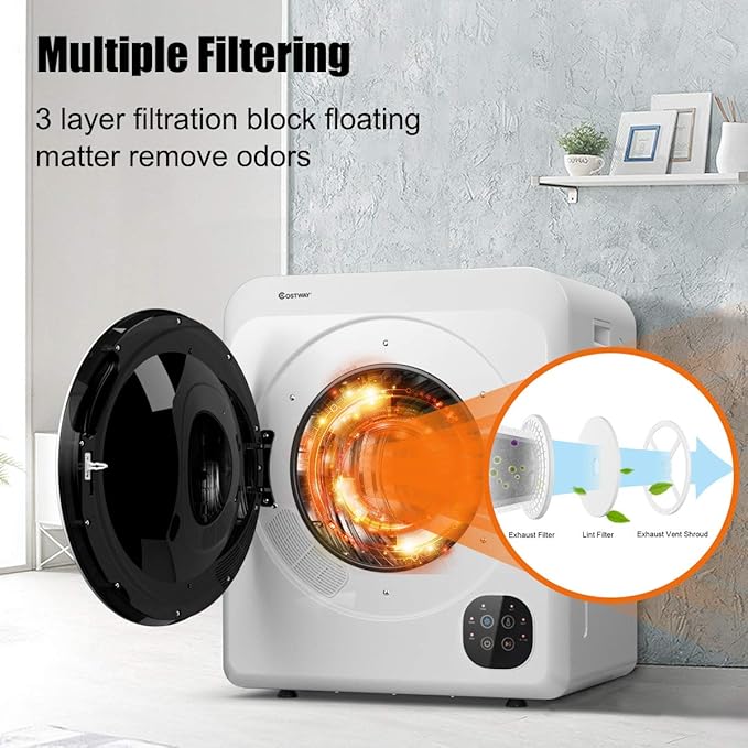 COSTWAY 1700W Electric Portable Clothes Dryer, 13.2 lbs Capacity Front Load