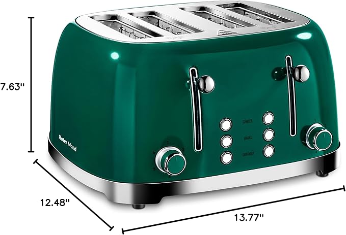 Roter Mond 4 Slice Toaster Retro Stainless Steel