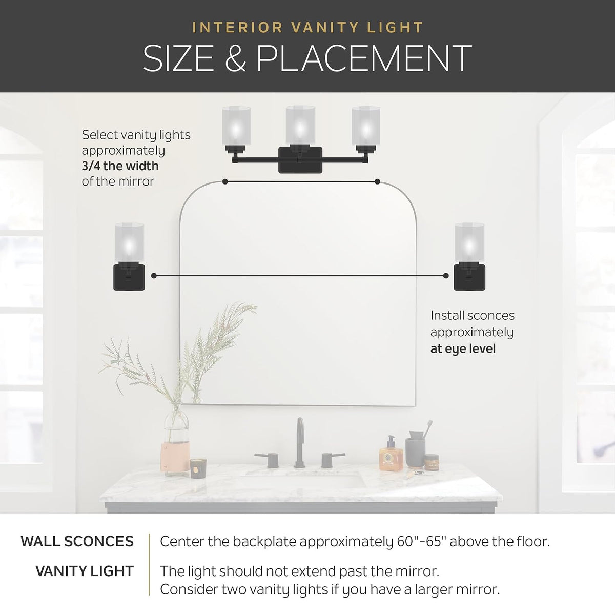 Kichler Avery 3-Light Farmhouse Vanity Light, Brushed Nickel