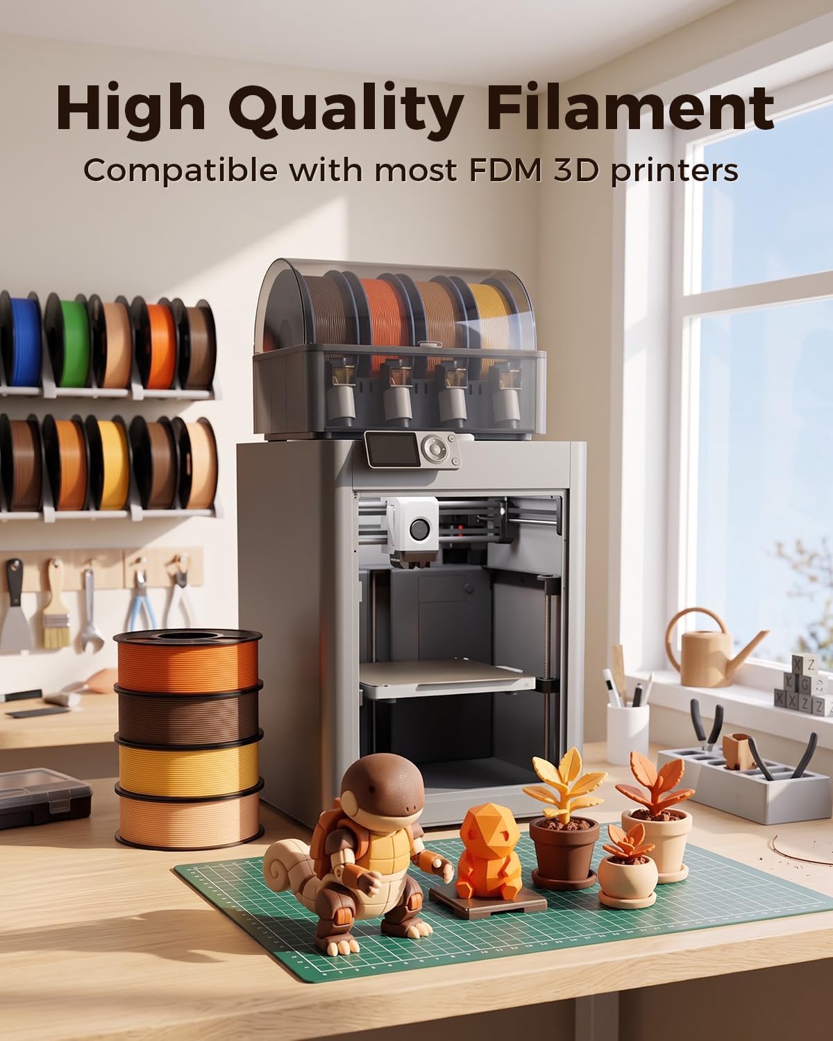 UJOY3D 4kg Wood Fiber PLA Filament 1.75mm Bundle, Natural Wood-Like Color