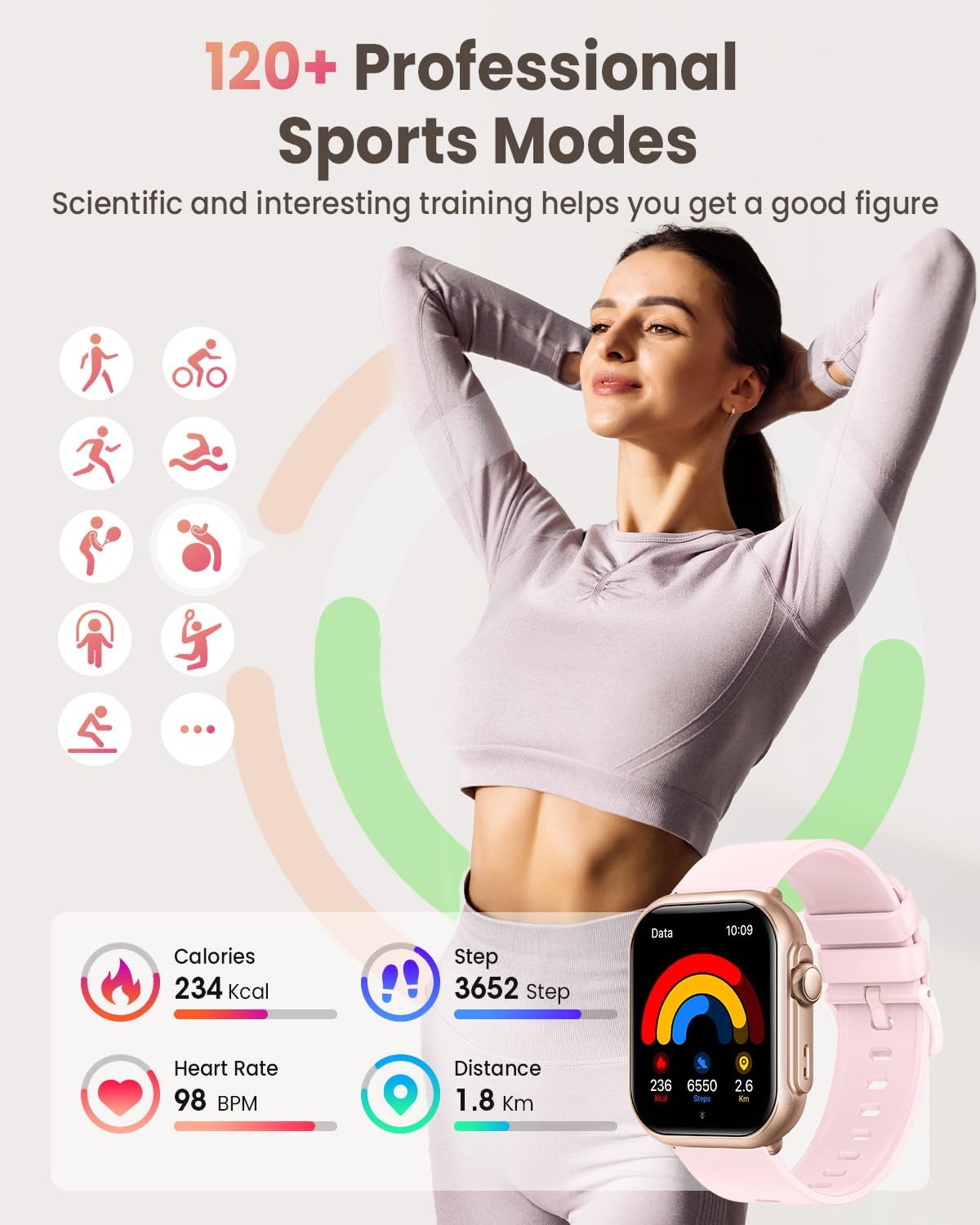 Smart Watches for Women,1.85"Fitness Trackers with Answer/Call,with 2 Bands