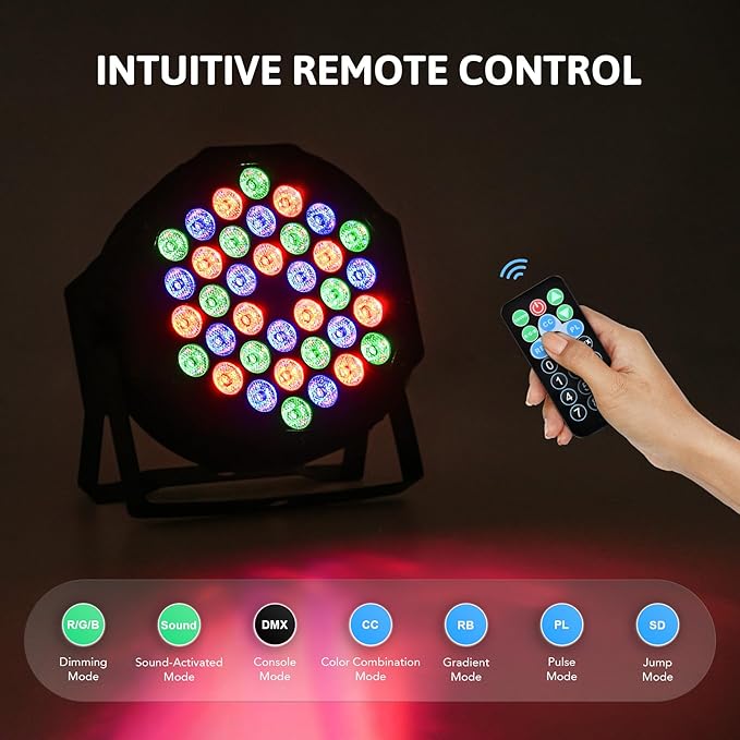 CO-Z 36 LED Stage Lights, RGB Par Lights (4 Pack)