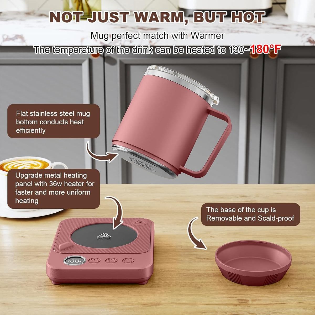 Coffee Mug Warmer Set for Desk, Coffee Warmer & 16oz Heated Mug