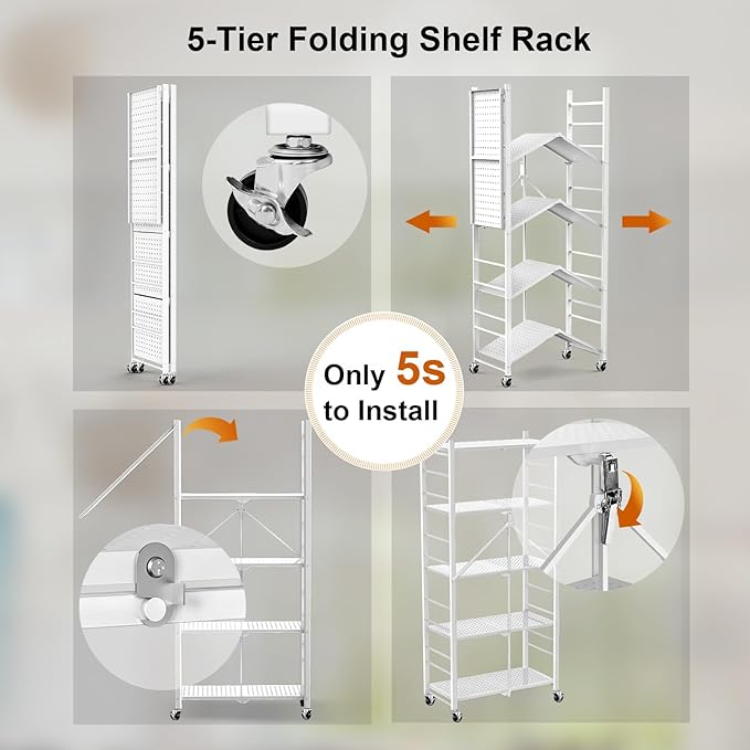 Himix 5-Tier Storage Folding Shelf