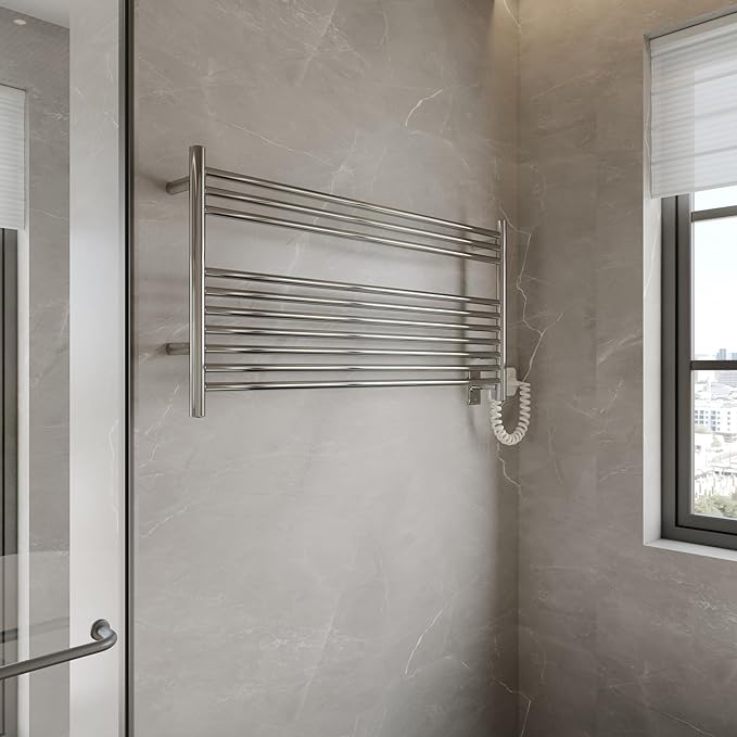 HEATGENE Towel Warmer 10 Bar Towel Dryer Wall-Mounted Plug-in Bath Towel Heater