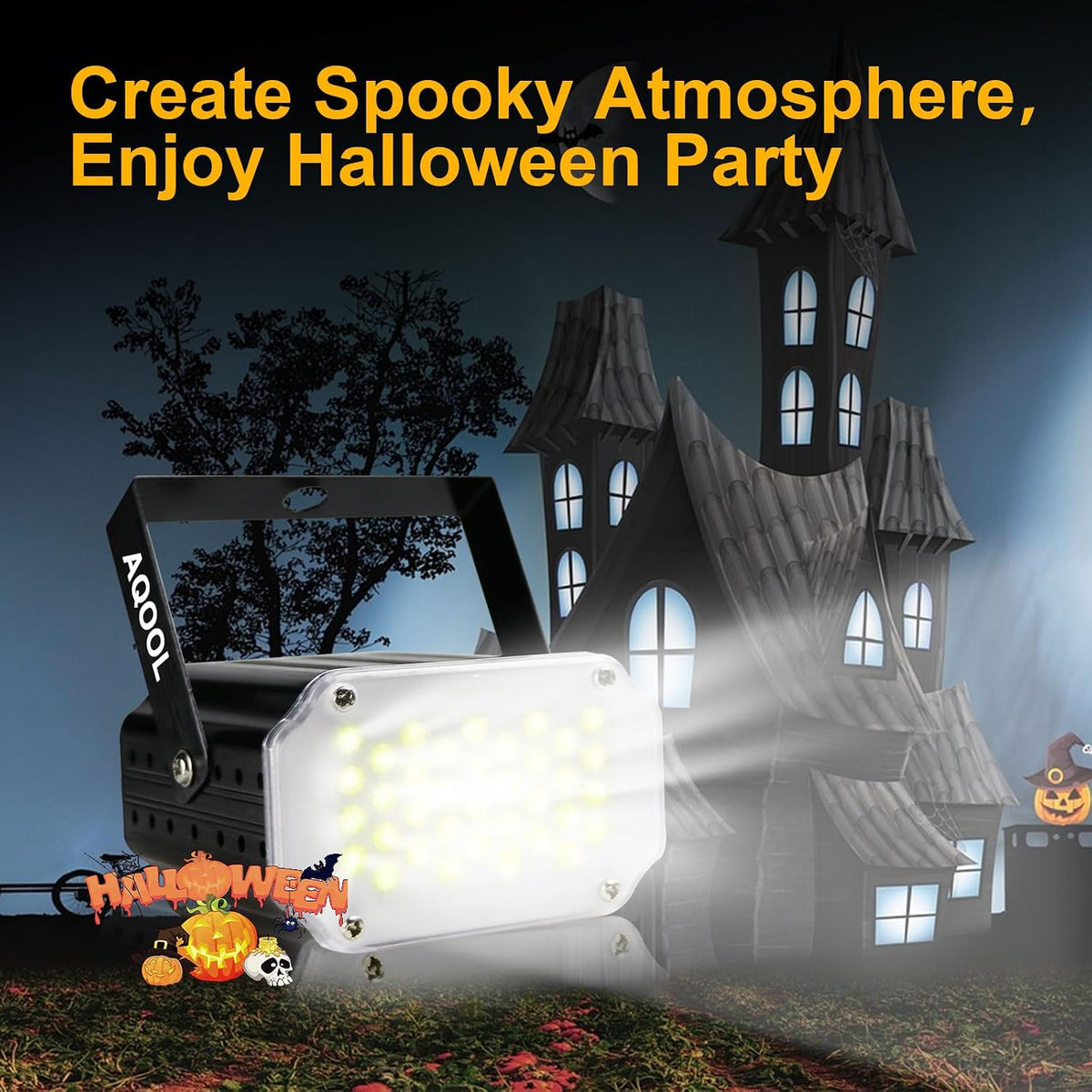 2-Pack Halloween Strobe Lights for Parties, Mini 36 LED White Strobe
