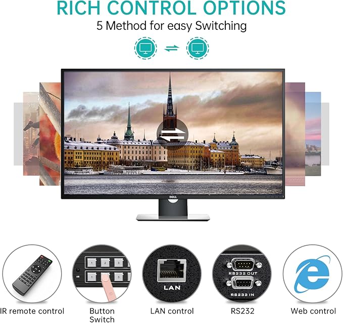 MT-VIKI 4K HDMI Matrix Switch 8X8 w/Web GUI & 3.5mm Stereo Audio Extraction