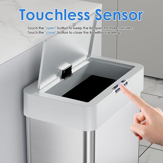 AthLike Sensor Trash Can, Touchless Motion Sensor Trash Bin, Smart Automatic