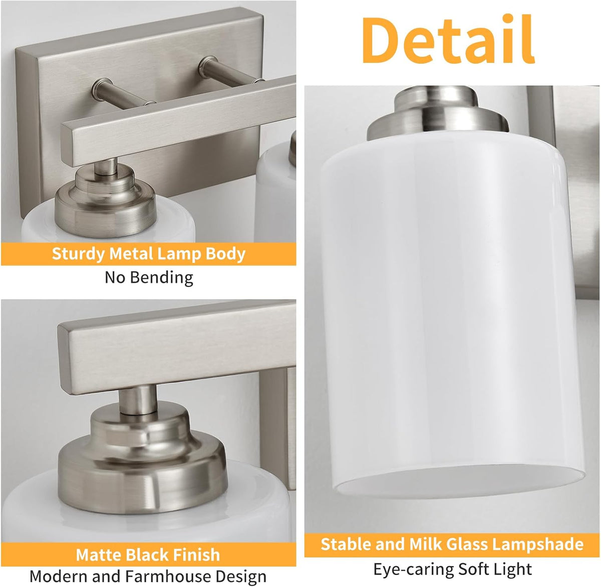 Bathroom Light Fixtures, Vanity Light Over Mirror Nickel 2-Light Fixture