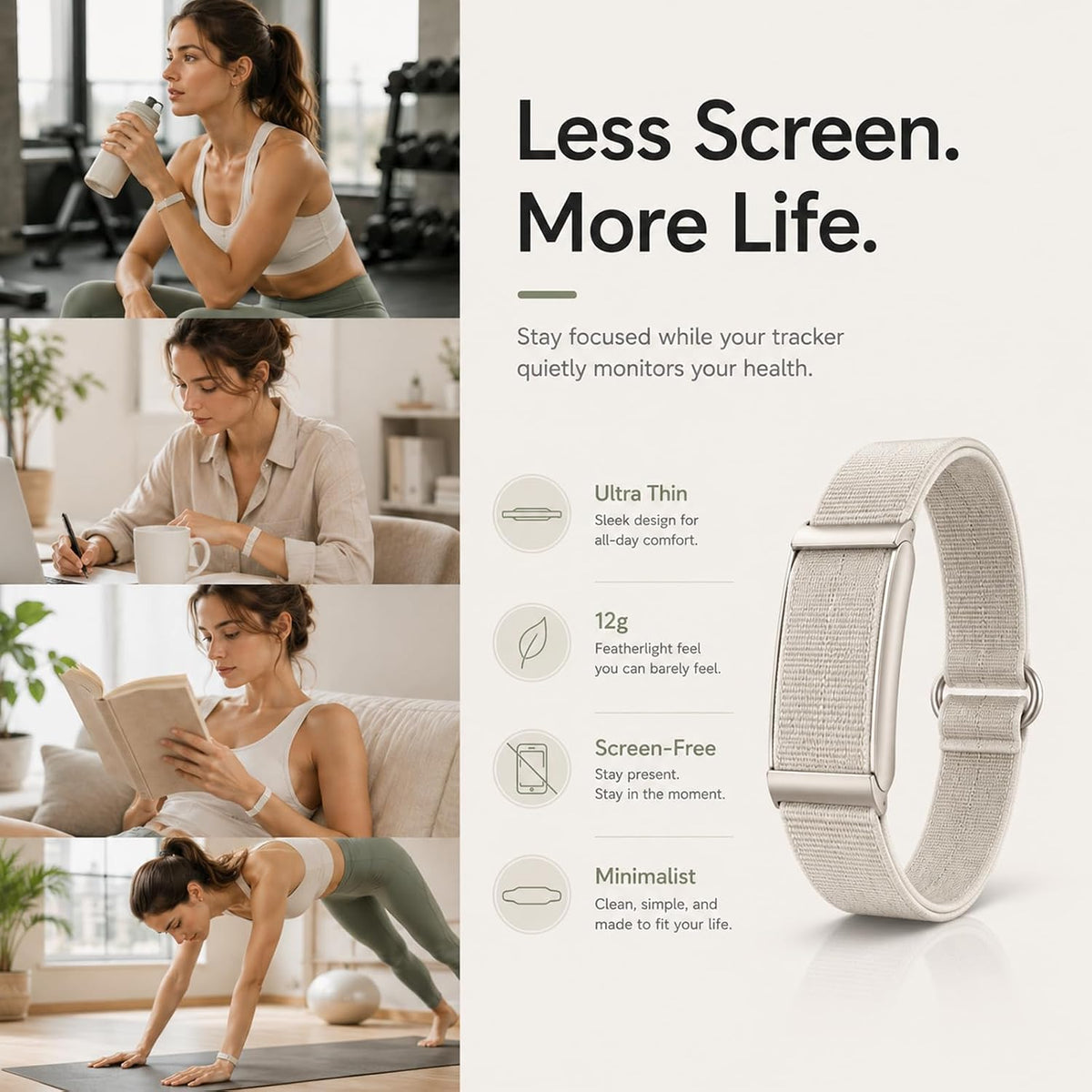 Yihou Smart Fitness Tracker for Women & Men Ultra-Thin Minimalist Smart B...
