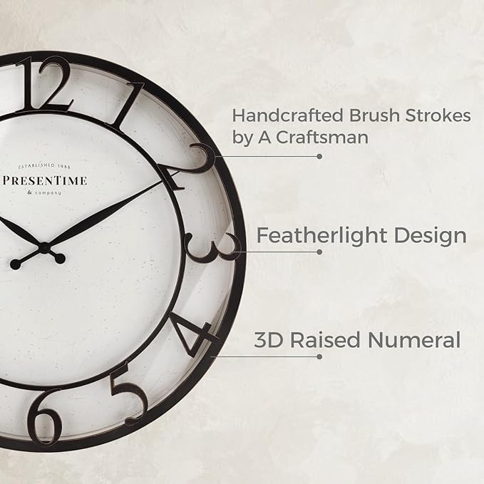 Presentime & Co 21" Farmhouse Series Wall Clock, Vintage Style, Retr...