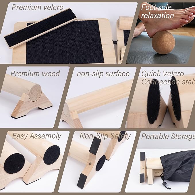 40-Inch Wooden Balance Beam Set, Two 20-Inch Connectable Sections, Natural