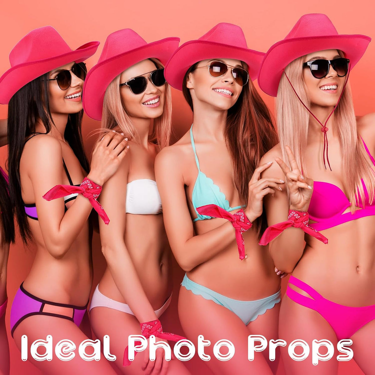 Coume 12 Pcs Adutls Cowboy Hats with Bandanas