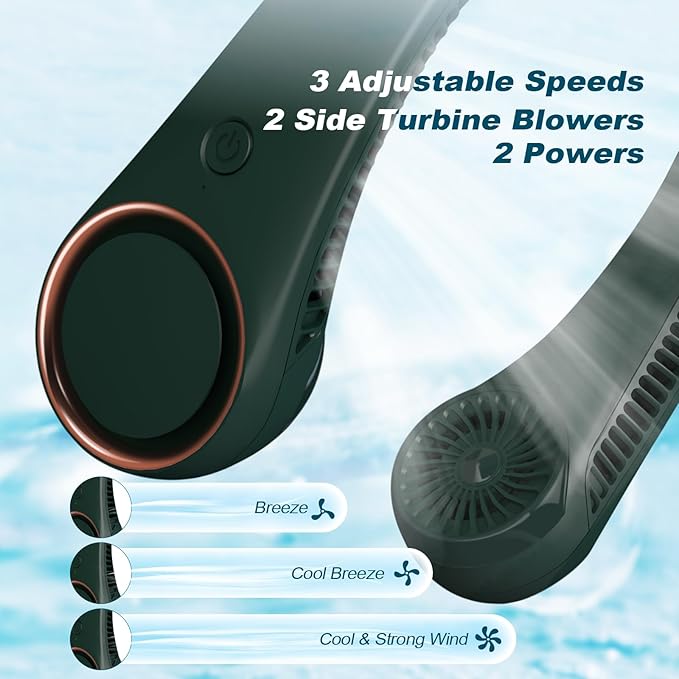 CIVPOWER Neck Fan: Portable Personal Neck Cooling Rechargeable Bladeless Fan