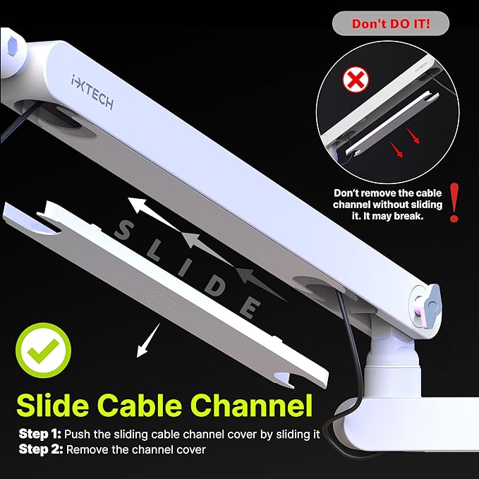 IXTECH White Microphone Boom Arm Stand Low Profile Boom Arm Adjustable Mic Stand