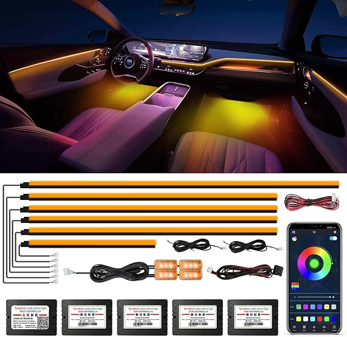 Acrylic Interior Car Lights, WEBUPAR Car Accessories 10 in 1 Car LED Strip