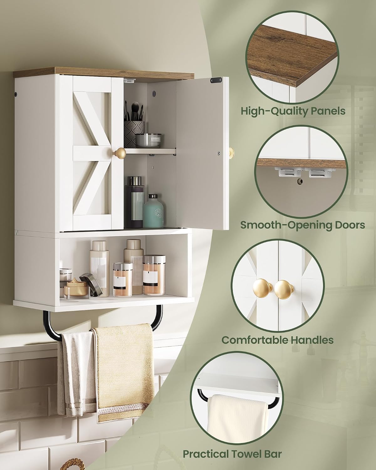CHOEZON Bathroom Wall Cabinet, Medicine Cabinet with Open Partition and Towel...