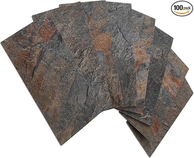 AULIGET 100 Piece Rust Slate Peel and Stick Backsplash Wall Tiles, Laundry Room