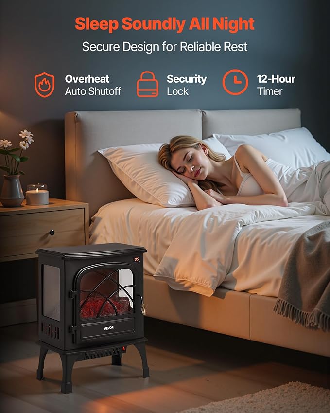 VEVOR 25.5inch Freestanding Fireplaces, 1500W 5120BTU Portable Electric
