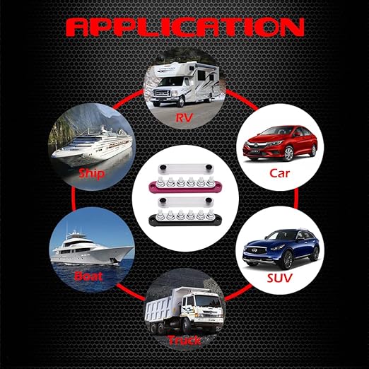 6 x M8 Studs Power Distribution Block Bus Bar 12V, Ampper 5.9" HD 200A M...