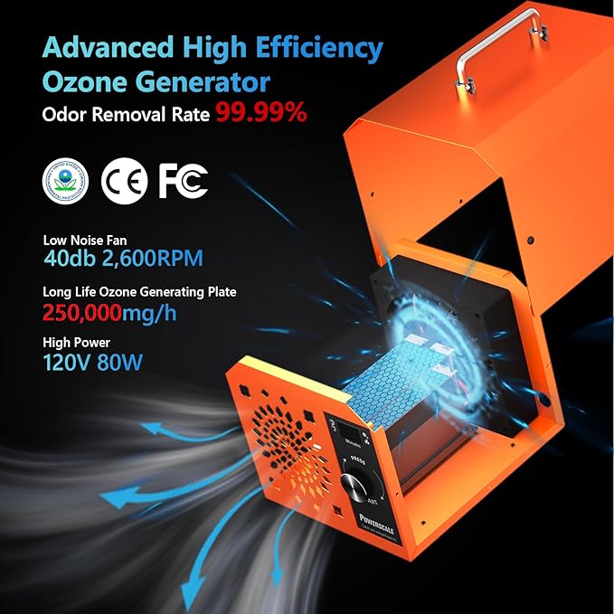 Powerscale Commercial Ozone Machine 250, 000mg/h Odor Removal Intelligent