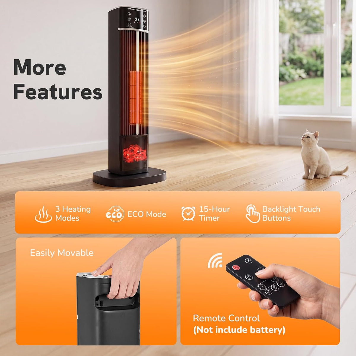 OLIXIS Space Heater for Indoor Use, Ceramic Tower Electric Heater 31.9"