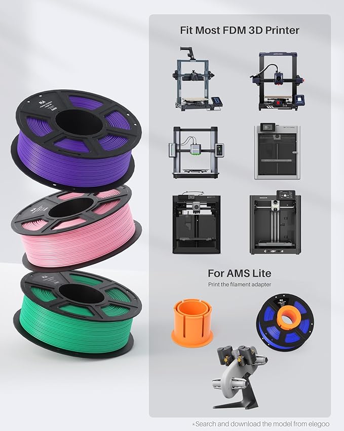 ELEGOO PLA Filament 1.75mm Black 4KG, 3D Printer Filament Dimensional Accuracy