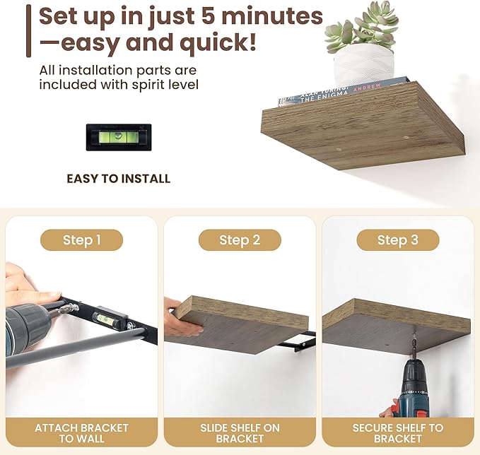 Fun Memories Floating Shelves for Wall (Set of 3)