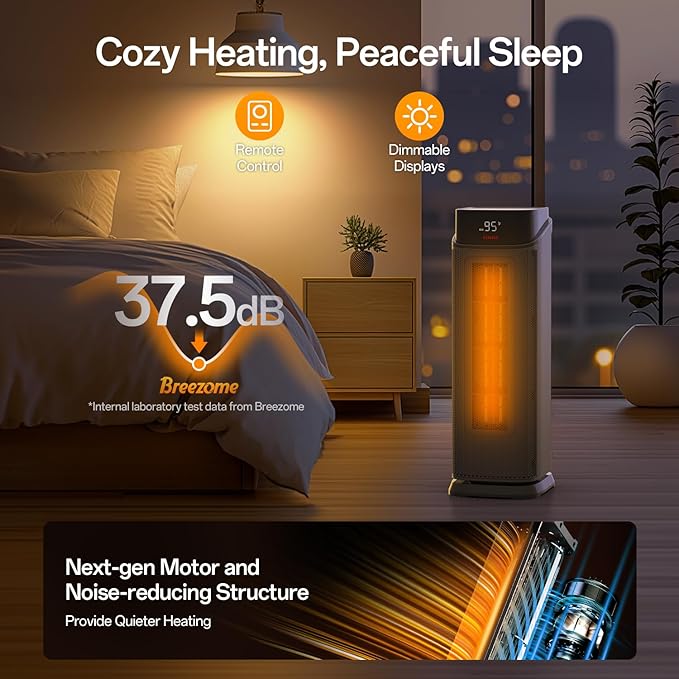 BREEZOME Space Heater Indoor, 1500W PTC Portable Electric Heaters