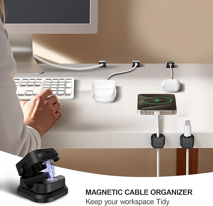 48 Pack Magnetic Cable Clip Organizer Cord Holder, Picozon Adhesive Cable