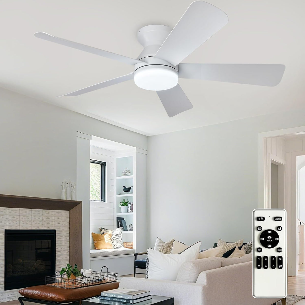 Ceiling Fans with Lights and Remote: 42 Inch Ceiling Fan with Light Low Profi...