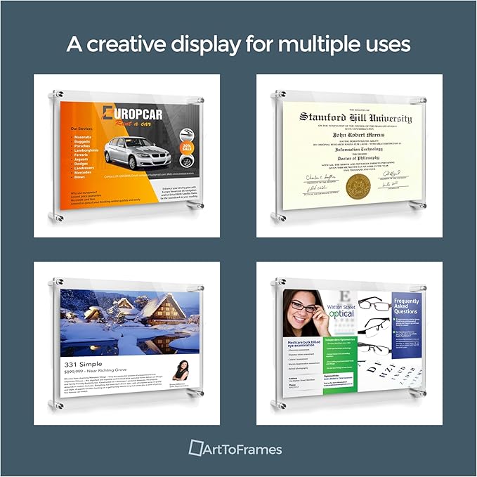 ArtToFrames 30x40 Inch Double Panel Floating Acrylic Picture Frame comes (2 P...