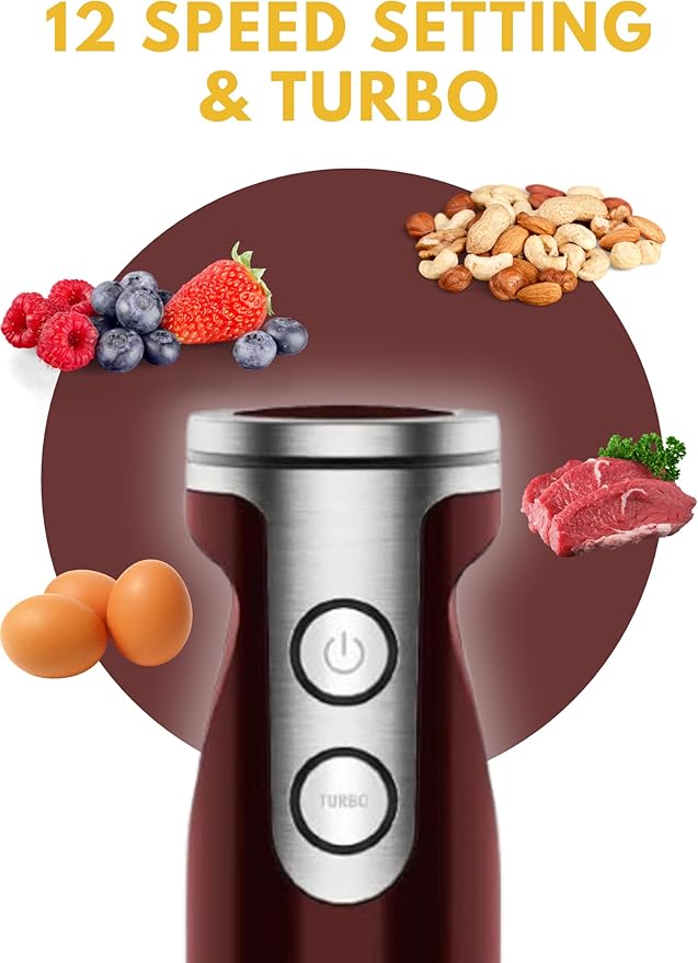 Megawise 3-in-1 Hand Blender – 12-Speed, Includes Powerful Blender Stick