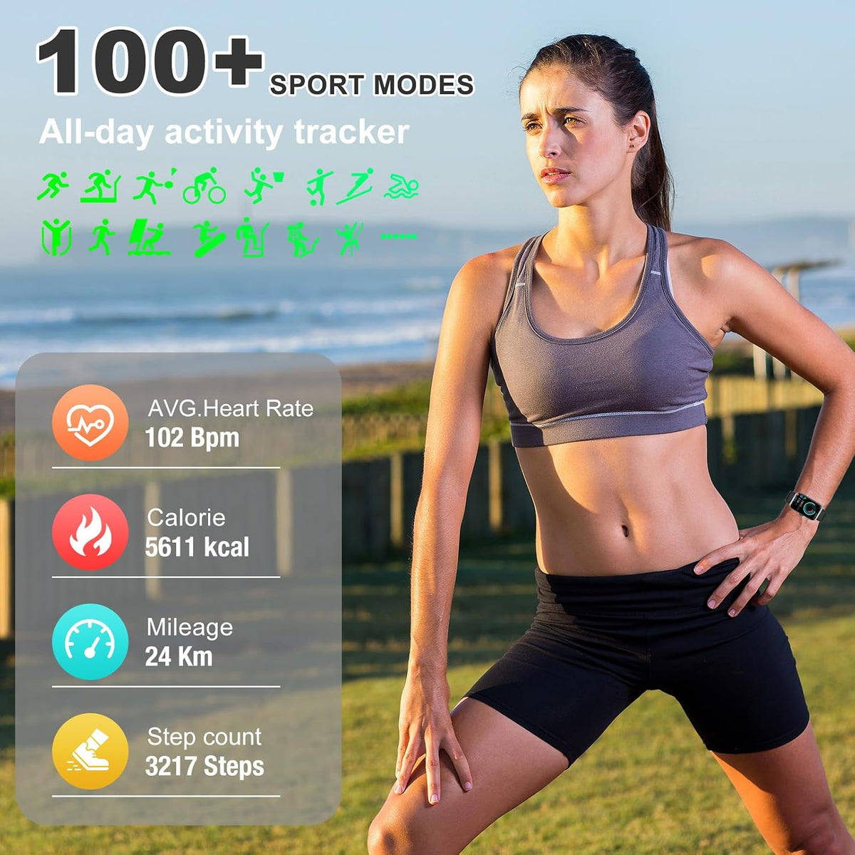 Fitness Tracker, Step Counter with 24/7 Heart Rate Blood Oxygen Sleep Monitor...