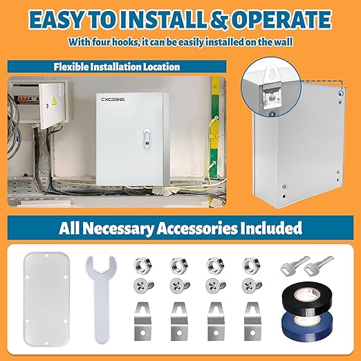 Outdoor Electrical Box 20 x 12 x 10''D NEMA 4X Enclosure Steel Box, W...
