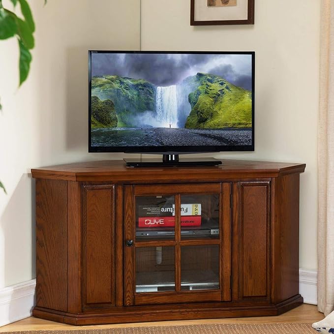 Opal Corner TV Stand for 50 Inch TVs, 46 Inch, Burnished Medium Oak,