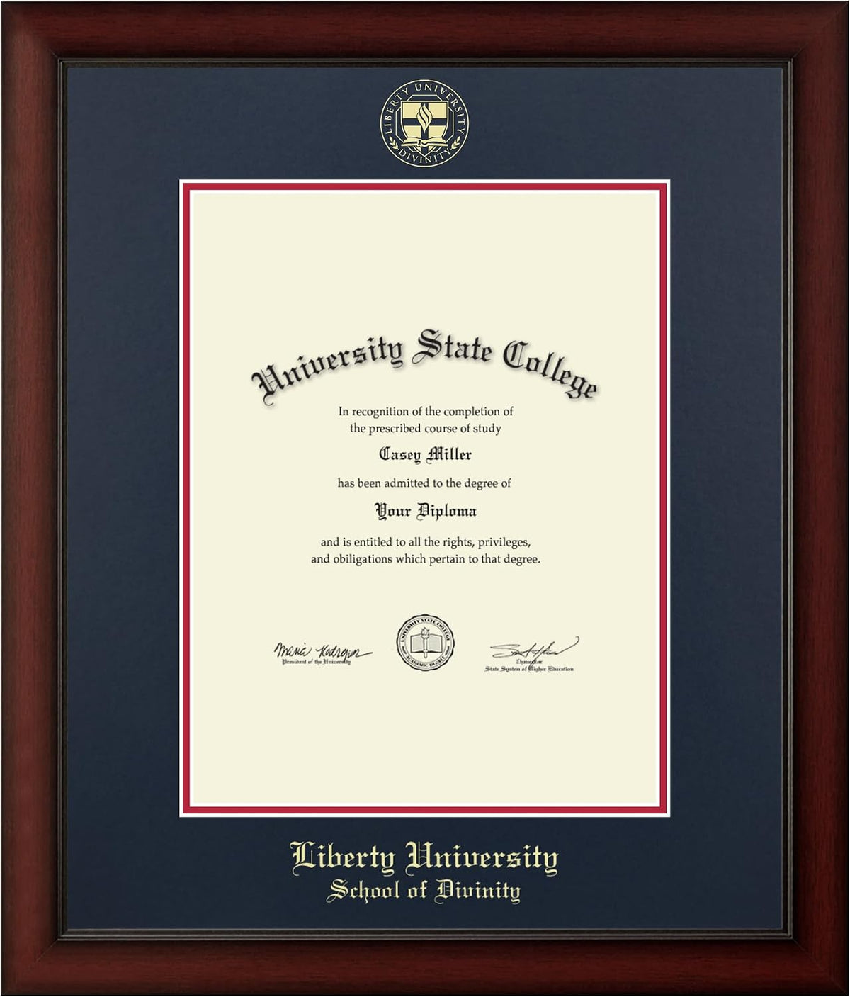 Liberty Divinity Gold Embossed Diploma Frame, 13 X 17, Cherry | Liberty Unive...