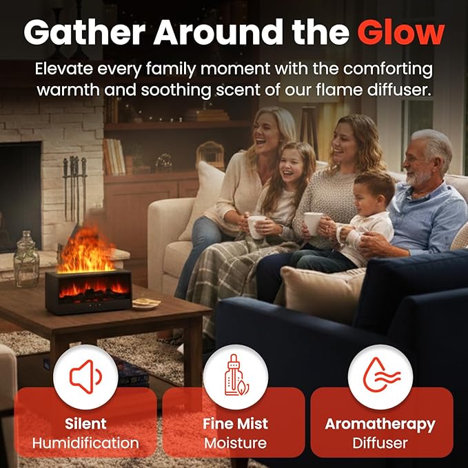 Fireplace Flame Diffuser Air Humidifier, Essential Oil Diffuser